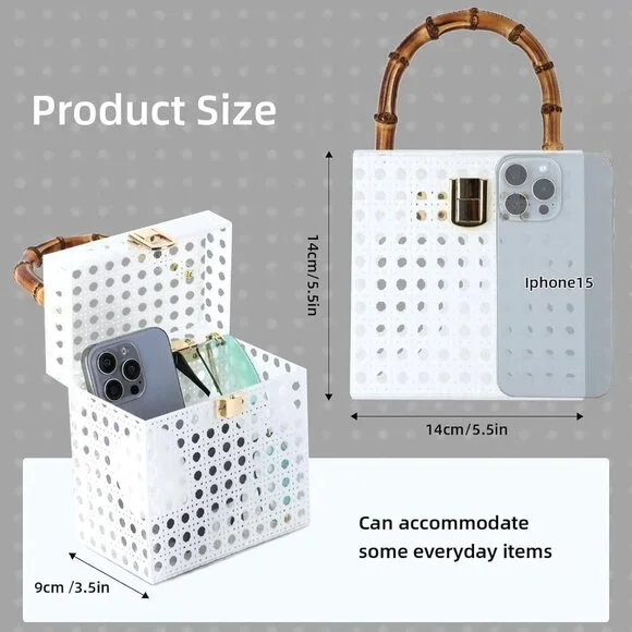 Rattan Acrylic Clutch Purse Women Formal Wedding Evening Handbag Summer Beach - Picture 2 of 7